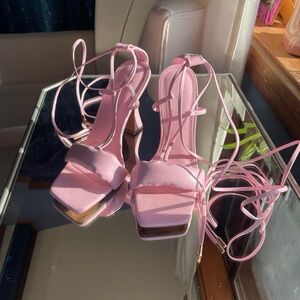 bubblegum pink strappy heels
